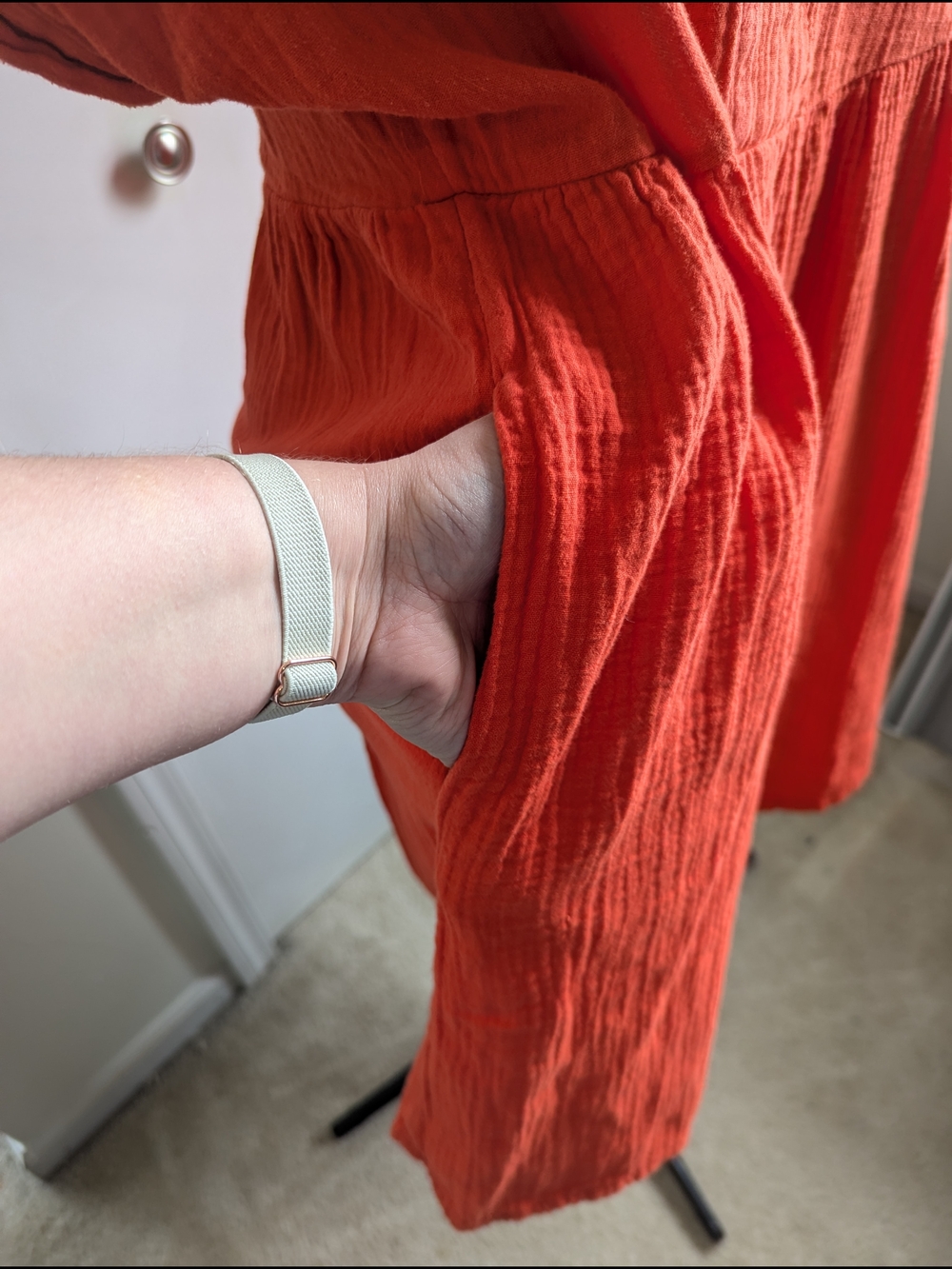 Universal Thread Orange V-Neck Gauze Tunic Dress - Picture 4 of 5